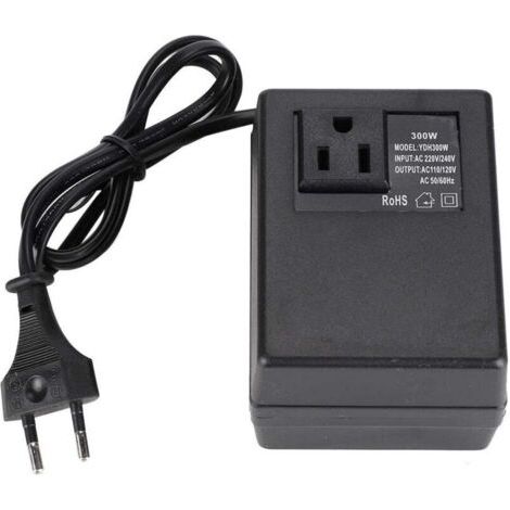 Convertisseur de Prise UE, Adaptateur de Prise de Voyage, convertisseur de Tension de transformateur de Puissance Noir 300W AC 220V à 110V Adaptateur de Prise UE(UE)