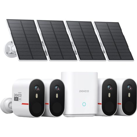 Système de Caméra de Sécurité, Kit de 4 Caméras, Alimenté par Énergie Solaire, Beige (1/2)