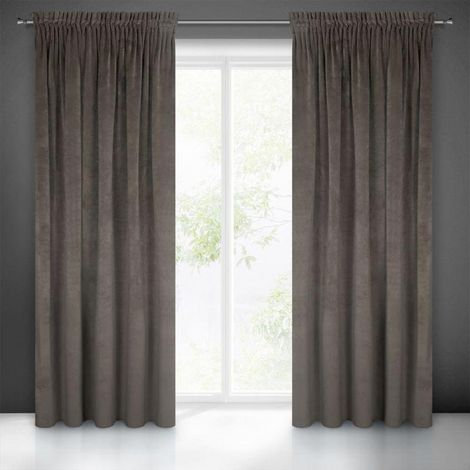 Eurofirany Tende vellutate Velvet Grafit, con fettuccia arricciata, Elegante, Tinta Unita, morbide, per Soggiorno, Camera da Letto, in Poliestere, 140 x 270 cm (1/5)