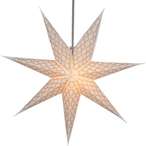 Étoile lumineuse pliable en papier pour l'Avent, étoile de Noël 60 cm - Luxury Rama, blanc crème, décoration de fenêtre en forme d'étoile (1/3)