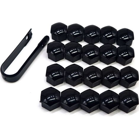 20 tapas para tuercas de rueda de 17 mm, tapas para tuercas de pernos de rueda, tapas hexagonales para tuercas de neumáticos con kit de herramientas de extracción para automóviles, color negro (1/3)