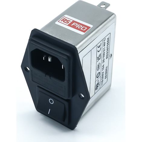 Prise filtrée IEC Prise femelle RS PRO, 10A, 250 V c.a., Montage sur châssis, 2 pôles ( Prix pour 1 )