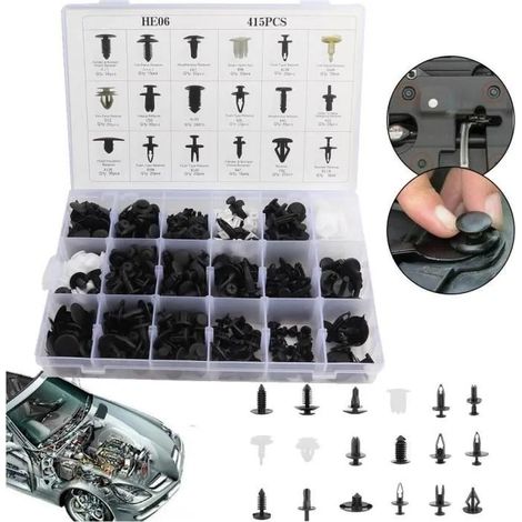 415 pièces de clips de fixation pour pare-chocs, portières et garnitures de voiture (1/4)