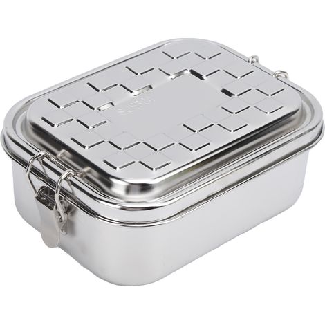 Boîte à lunch en acier inoxydable 304, étanche et portable, couleur argent, idéale pour conserver les aliments en extérieur. (1/5)