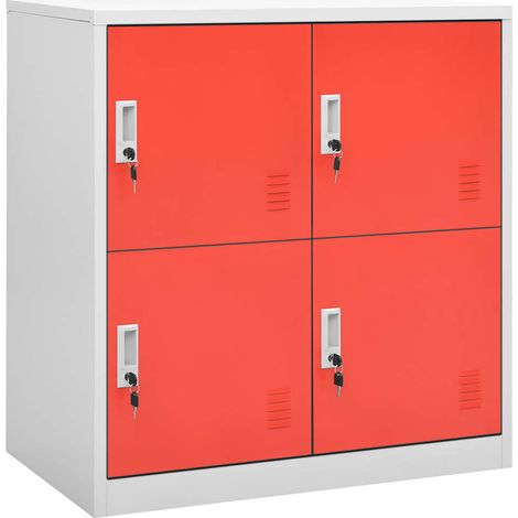 Maison Exclusive - Armadietti Chiavi 5pz Grigio Chiaro Rosso 90x45x92,5cm Acciaio (1/5)