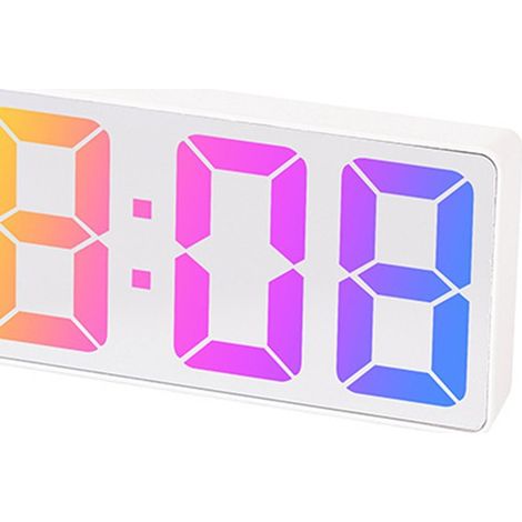 Farbe: Weiß Material: Kunststoff Elektronischer Wecker mit großer LED-Anzeige, Nachttischwecker, großes Farbdisplay.
