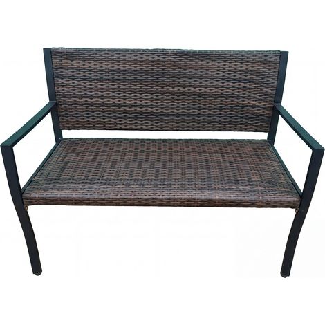 Patio Sun-Proof Rattan Loveseat with Soft Sponge Seat-Brown