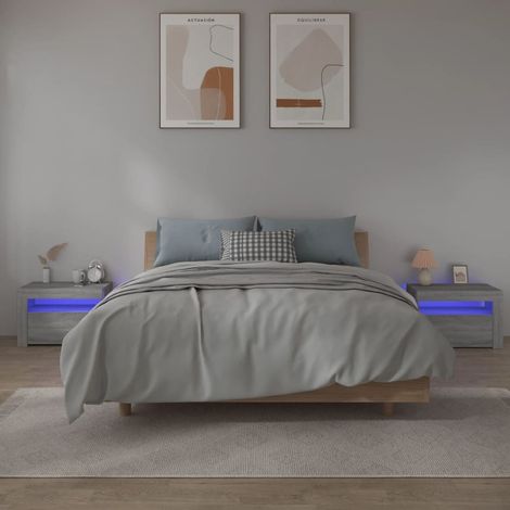 Lot de 2 Chevets Commodes de nuit - Tables d'appoint - avec LED Sonoma gris 60x35x40 cm Chic-255915 (1/5)