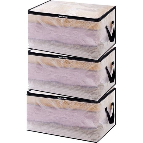 Sac de rangement grande capacité en polypropylène (60 L), imperméable et résistant à l'humidité, pour couettes et vêtements, idéal pour la chambre (lot de 3). (1/5)