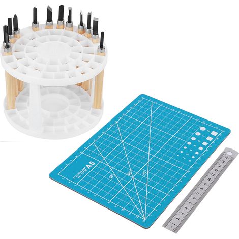 Set de 6 outils de sculpture sur bois D2, couteaux de gravure haute dureté, résistants à l'usure, avec support de présentation, pour menuiserie et travail du bois. (1/5)