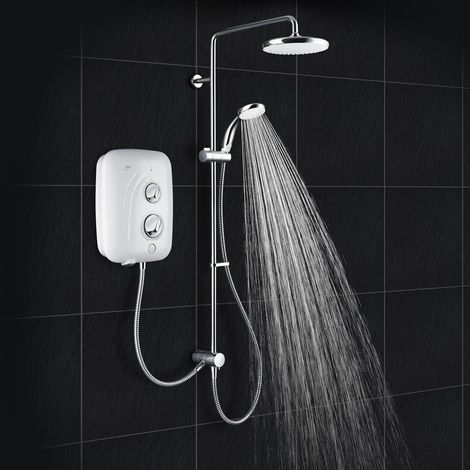 Mira Elite SE Pumped Electric 9.8kW White & Chrome Shower Model Dual Head Drench (1/5)