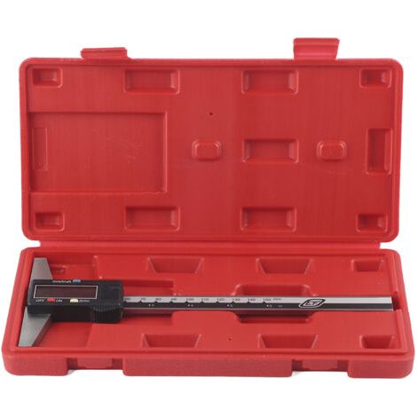 Digitaler Edelstahl-Messschieber. Messbereich 0–150 mm. Auflösung 0,01 mm. Ergonomisches Design für präzise Messungen.