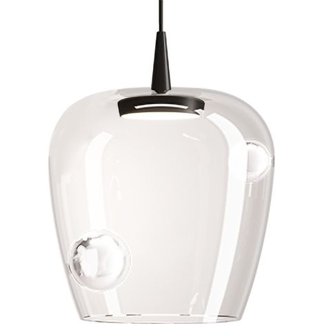 Zafferano Lampada a sospensione Bilia 27 LED 8W 3000K Vetro borosilicato soffiato a bocca Colore Nero e Trasparente Design Elegante per Interni (1/2)