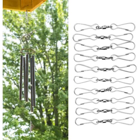 Vendus par lots de 10, crochets de carillon rotatifs à 360° en acier inoxydable, ornements suspendus, grande taille. (1/5)