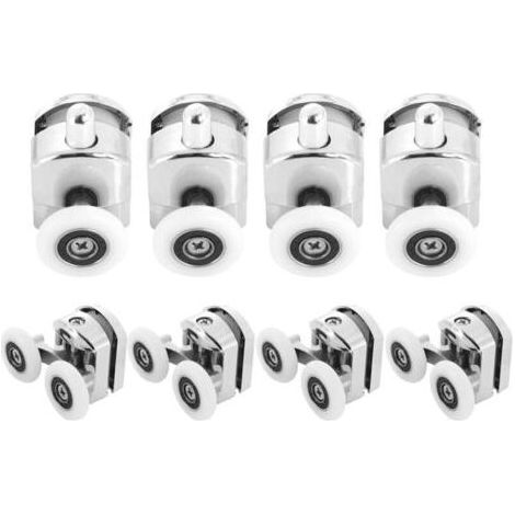 Lot de 8 Roulettes pour Porte de Douche - Roulettes Cabine de Douche en Alliage de Zinc - Roulette Porte Coulissante Douche pour Salle de Bain 25mm (4 Supérieures et 4 Inférieures) (1/5)