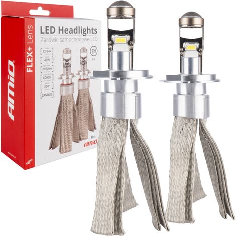 Bombillas LED para coche serie Flex+ con lente H4, 12V 24V 6000K, Canbus amio-03658 (1/4)