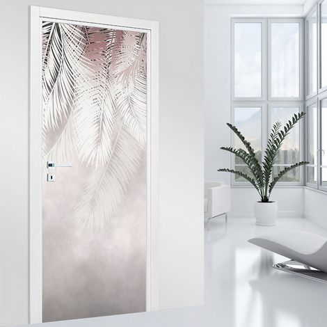 Stickers pour porte - Feuilles - 73 x 205 cm - Adhésif + Protection MATE (1/2)