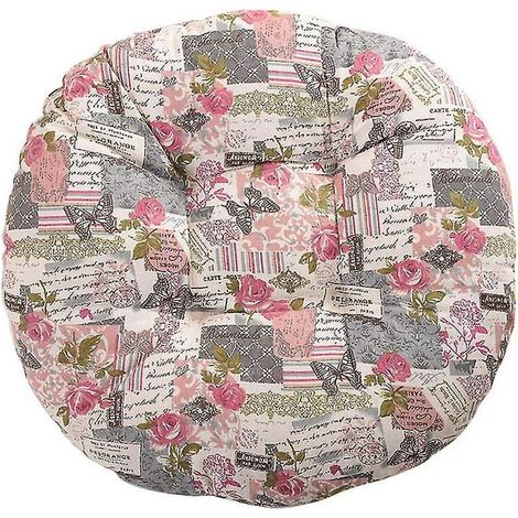 Coussin de Chaise Rond, Assise Fleurie Motif Animal, Tissu Coton-Lin, Coussin d'Extérieur pour Jardin et Balcon, Diamètre 40 cm, Lot Unique (1/4)