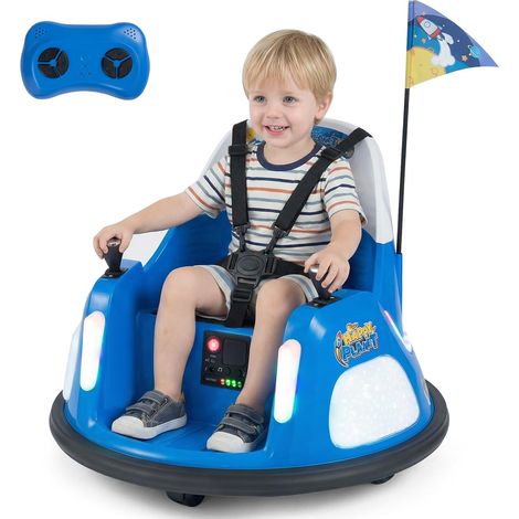 COSTWAY 12V Autoscontro Elettrico, Macchina Elettrica per Bambini con Luci, 18-72 Mesi,Blu (1/5)