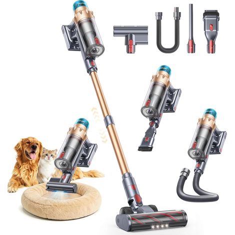 Aspirateur Balai sans Fil, 55KPA 650W 70Mins Aspirateur sans Fil Puissant avec Brosse Matelas, Tuyau 1M, Mode Auto, Écran Tactile, Aspirateur Balai Parfumé pour Poils d’Animaux/Maison/Voiture (1/5)