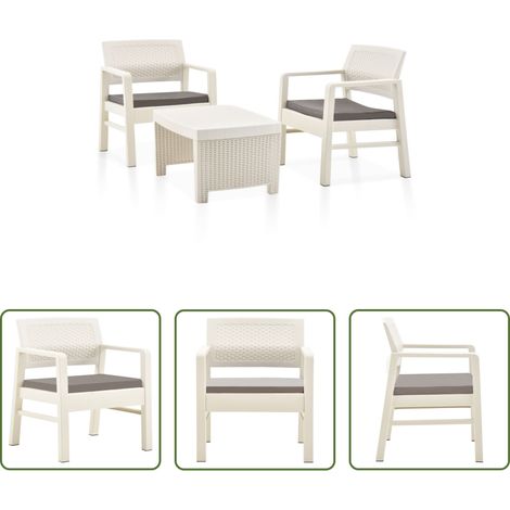 vidaXL Fauteuil de jardin - Salon de jardin 3 pcs Plastique Blanc (1/5)