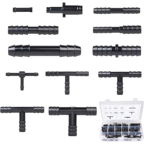 Kit de raccordement pour tuyaux d'irrigation (113 pièces), raccords en T, connecteurs pour essuie-glaces de voiture et tuyaux d'arrosage (1/5)