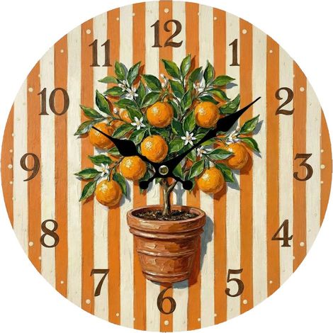 Reloj de pared de madera naranjo naranja y crudo 34 cm (1/5)