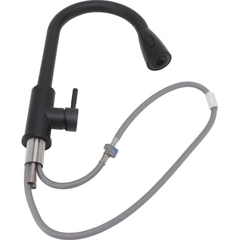 Rubinetto da cucina con beccuccio retrattile in acciaio inox nero.