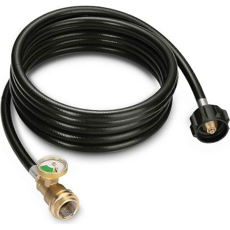 Tuyau d'extension de propane de 3,66 m (12 pi) avec manomètre et détecteur de fuites, pièce de rechange pour propane (1/5)
