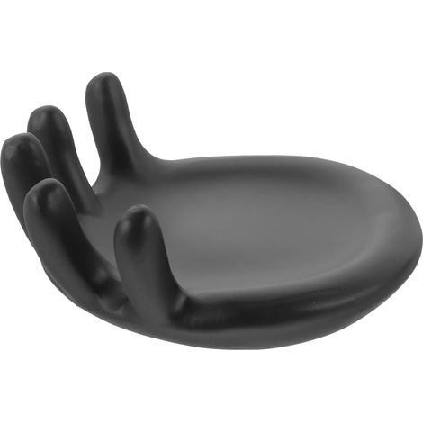 Plateau à Bijoux en Résine Noire Antidérapant de Main, Petit Porte-bagues Polyvalent pour Rangement de Bijoux et Accessoires, pour Salle de Bain, Commode ou Bureau, Support (1/5)