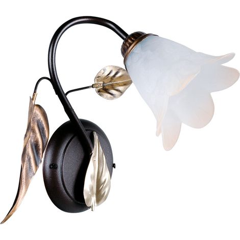 Applique 1xE14 Montatura Marrone Ramato Vetro Bianco Sfumato Ambra E-Energy Giulia (1/2)