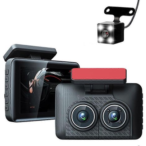 Grabadora DVR para coche IPS HD 1080P de 4 pulgadas, cámara de salpicadero, visión nocturna infrarroja, gran angular, monitor de aparcamiento, cámara frontal, interior y trasera. (1/5)