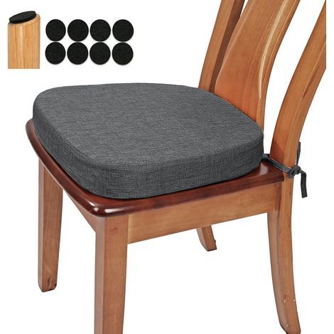 Coussin de chaise de cuisine en tissu tissé renforcé de 2,5 pouces, coussin de chaise confortable en mousse haute densité en forme de U pour la cuisine, coussin de siège résistant au glissement (1/5)