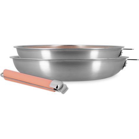 Lot de 2 poêles 24/28cm en acier inoxydable, AGLAE (1/3)