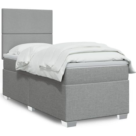 Boxspringbett mit Matratze Hellgrau 100x200 cm Stoff