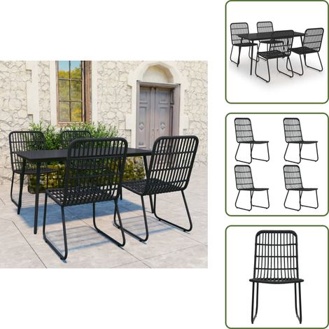 Ensemble à manger d'extérieur 5 pcs résine tressée et verre - Salon De Jardin - Mobilier De Jardin - Table Et Chaises - Set De Repas Extérieur - Meubles D'extérieur (1/5)