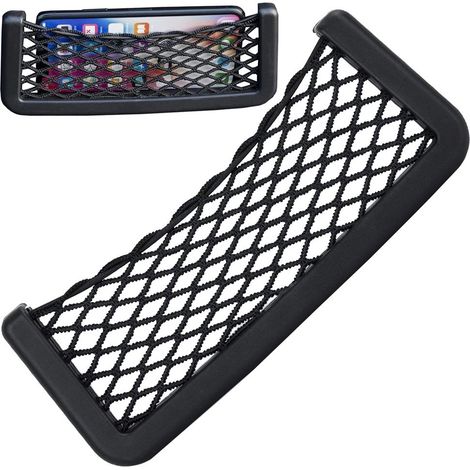 Pochette de rangement en filet pour voiture, 19,5 x 8 cm, noire, organiseur en filet pour portefeuille de téléphone