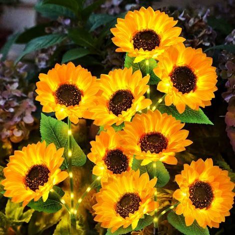 Lampes Solaires Extérieures Jardin - 3 Pièces Améliorées avec 9 Tournesols Lumineux - Étanche IP65 (1/5)