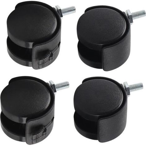 4PCS roulettes pivotantes Roulettes de remplacement pour meubles et chaises de bureau Plastique nylon, frein noir Mxzzand (1/4)