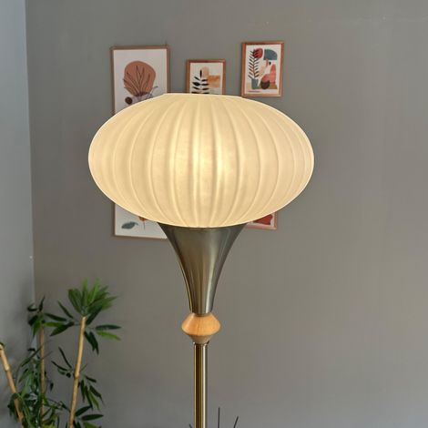 Lampadaire Valeris Verre, Moderne, Lampadaire pour Salon, Chambre à Coucher, Chambre d'enfant avec Douille E27, Largeur 37 cm, Abat-jour Réglable, Lampadaire avec Tablette et Variateur (1/5)