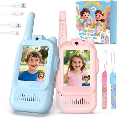2er-Pack Walkie-Talkies für Kinder mit Videofunktion – Wiederaufladbares Spielzeugset für draußen (1/5)