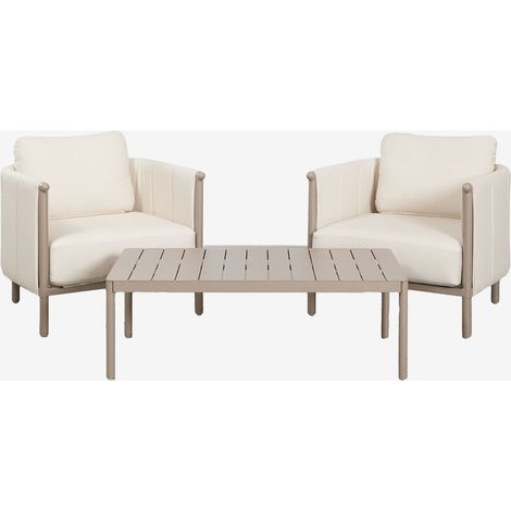 Set da giardino con 2 poltrone in bouclé e tavolino in alluminio Boleni SKLUM (1/5)
