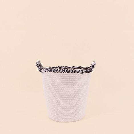 Panier rond en corde de coton finition vague 27x24cm (1/5)