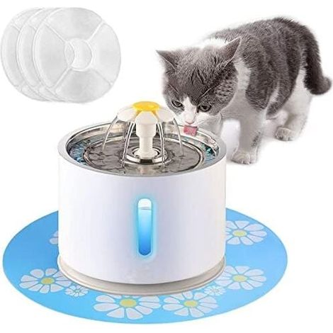 Katzenbrunnen mit Bewegungssensor für Haustierbrunnen, 2,4 l Hunde- und Katzenbrunnen mit Wasserstandsfenster und LED-Licht für Wassermangelwarnung (1/3)