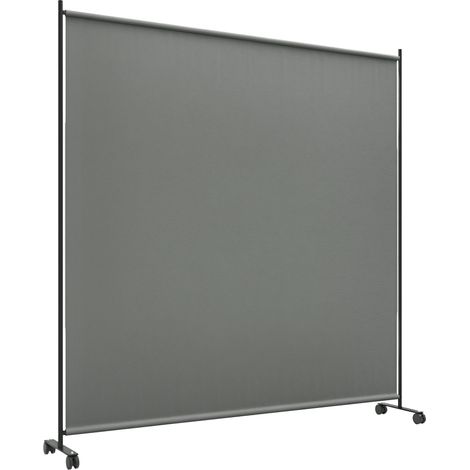 Panneau brise-vue paravent extérieur sur roulettes pour le jardin, terrasse, balcon - dim. 183L x 30l x 181H cm - gris (1/5)