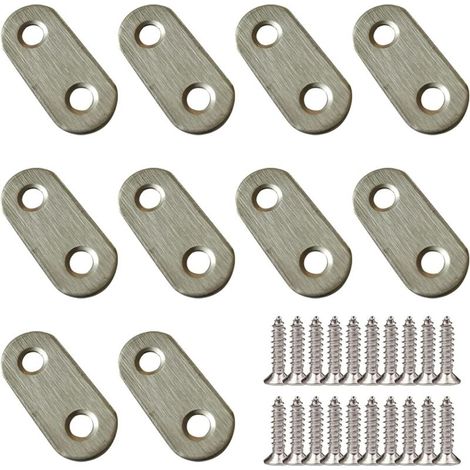 10-teiliges Winkelhalterungsset (37 x 16 mm), Edelstahlverstärkung, Winkelhalterungs-Reparaturplatten, Befestigungswinkel, inklusive Schrauben