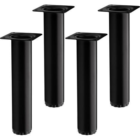 4er Pack - Möbelfuß BRAVO Höhe 200 mm (+ 10 mm) Ø 40 mm schwarz matt höhenverstellbares Schrankbein aus Stahl Möbelbein belastbar bis 50 kg von SOTECH