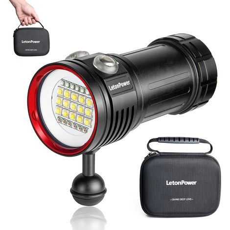 L15 Lampe de Plongée 10000 Lumens - Éclairage pour Photographie et Vidéo sous Marine, 6500K, 90 CRI, Étanche 100m, Recharge USB-C pour Sports Nautiques et Plongée Professionnelle (1/5)