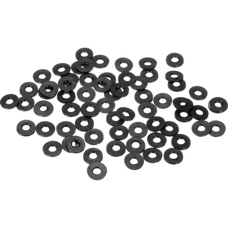 100 Pcs Kit de Rondelles en Caoutchouc Assorties Noir M6, 6mm ID 13mm OD 1.6mm d'Épaisseur, Rondelles Plates en Caoutchouc pour Tuyaux de Douche/Robinets Ménagers (1/5)