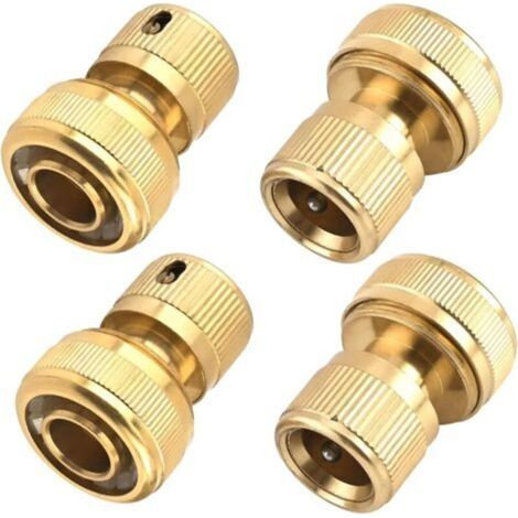 (19mm) Lot de 4 raccords rapides en laiton pour tuyau d'arrosage, 3/4", buse pour cuisine, jardin, extérieur (1/5)